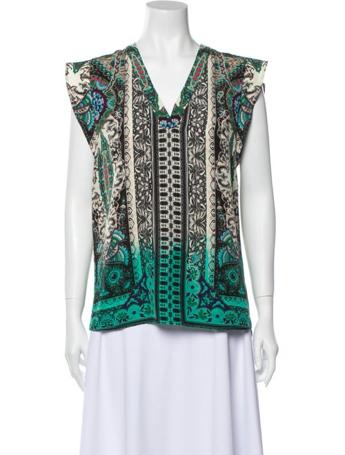 Etro Silk Printed Blouse Green
