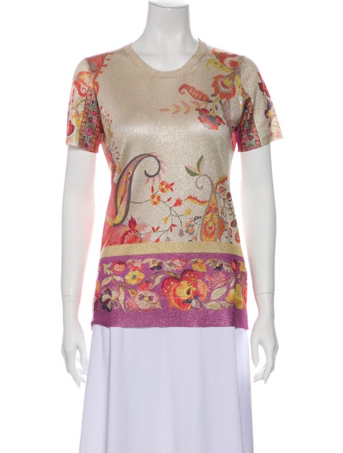 Etro Paisley Print Crew Neck Sweater Orange