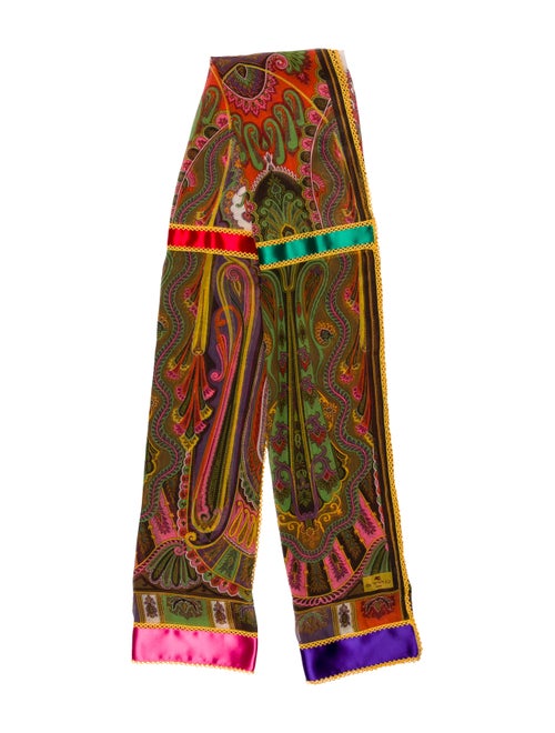 Etro Printed Silk Scarf Olive