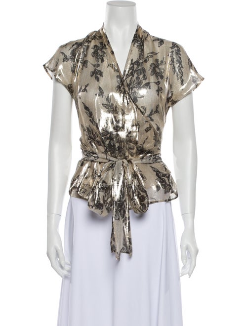 Etro Silk Printed Blouse Gold