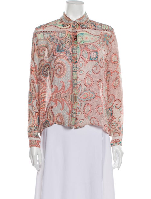 Etro Silk Paisley Print Blouse Orange