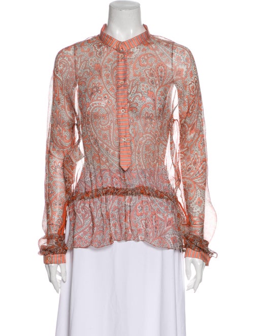 Etro Silk Paisley Print Blouse Orange