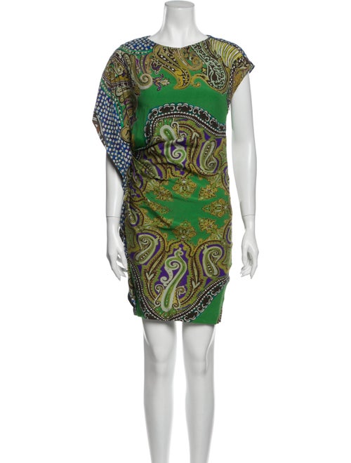Etro Paisley Print Mini Dress Green