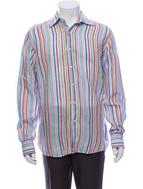Etro Linen Striped Shirt Blue