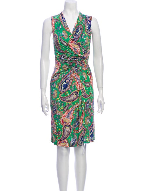 Etro Paisley Print Mini Dress Green