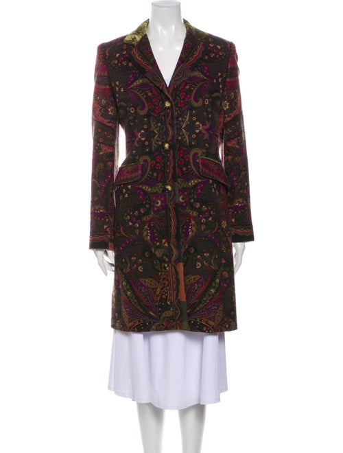 Etro Wool Paisley Print Coat Wool