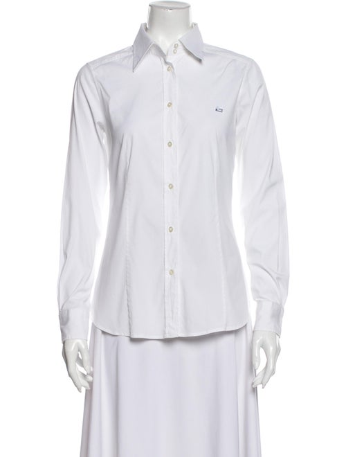 Etro Long Sleeve Button-Up Top White