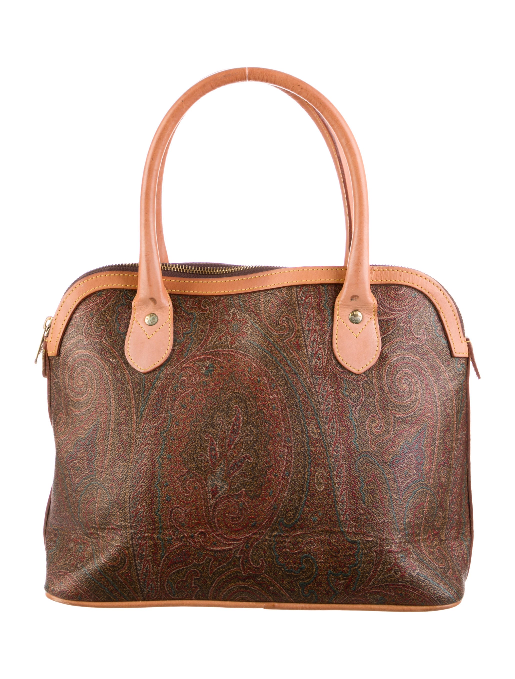 Etro Printed Coated Canvas Handle Bag Brown Handle Bags, Handbags
