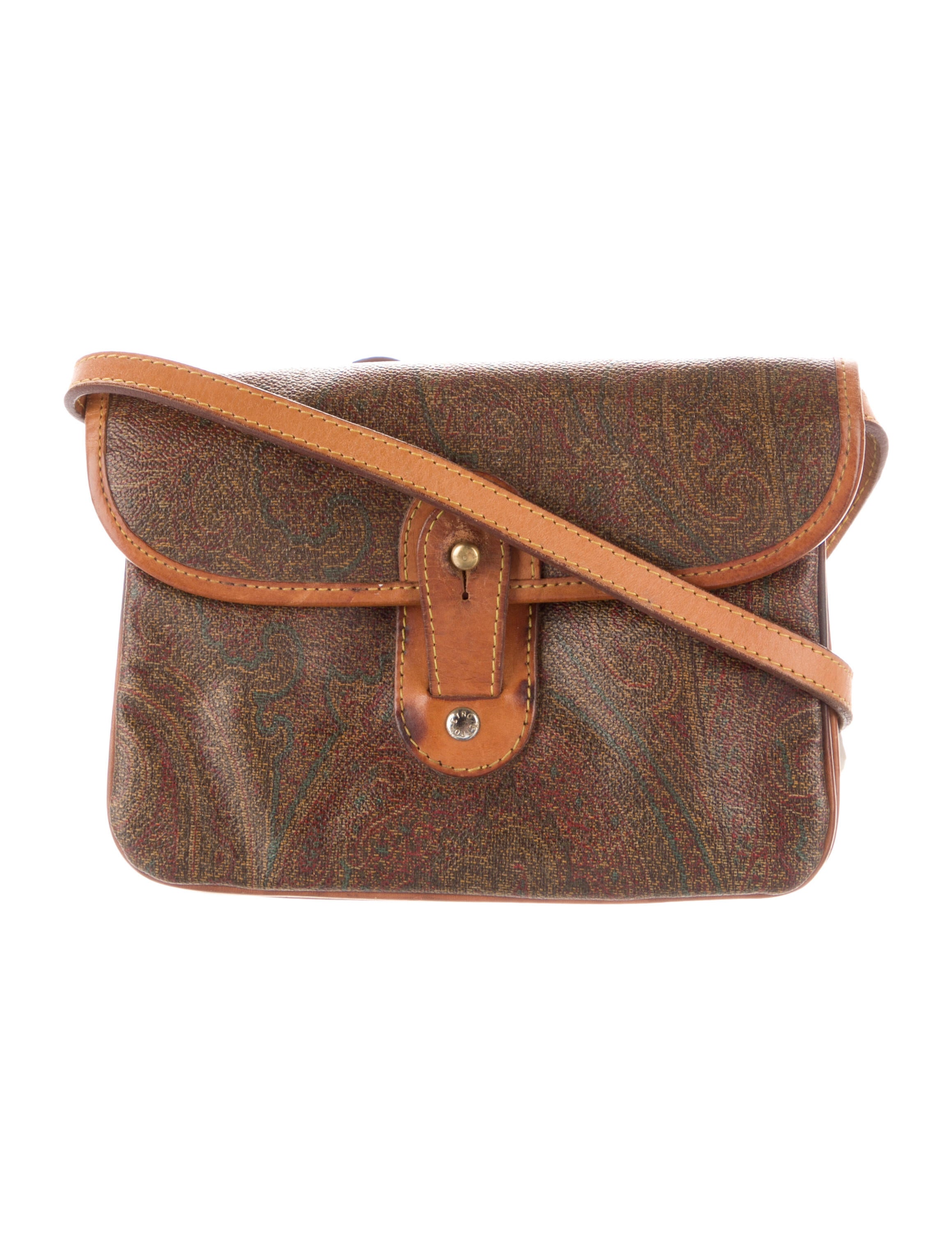 Etro LeatherTrimmed Patterned Crossbody Bag Brown Crossbody Bags, Handbags ETR159657 The