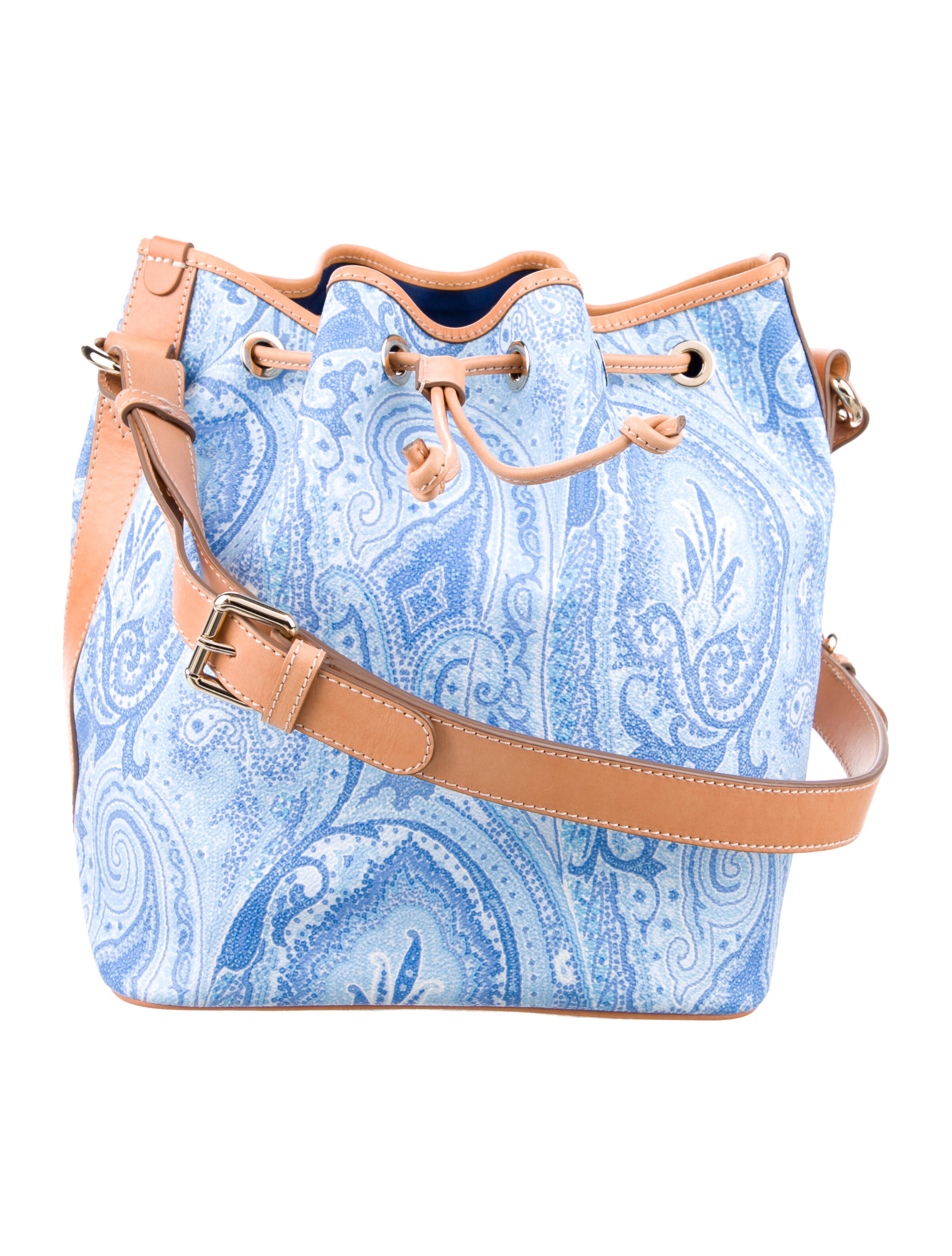 Etro Leather Bucket Bag Blue Bucket Bags, Handbags ETR161131 The