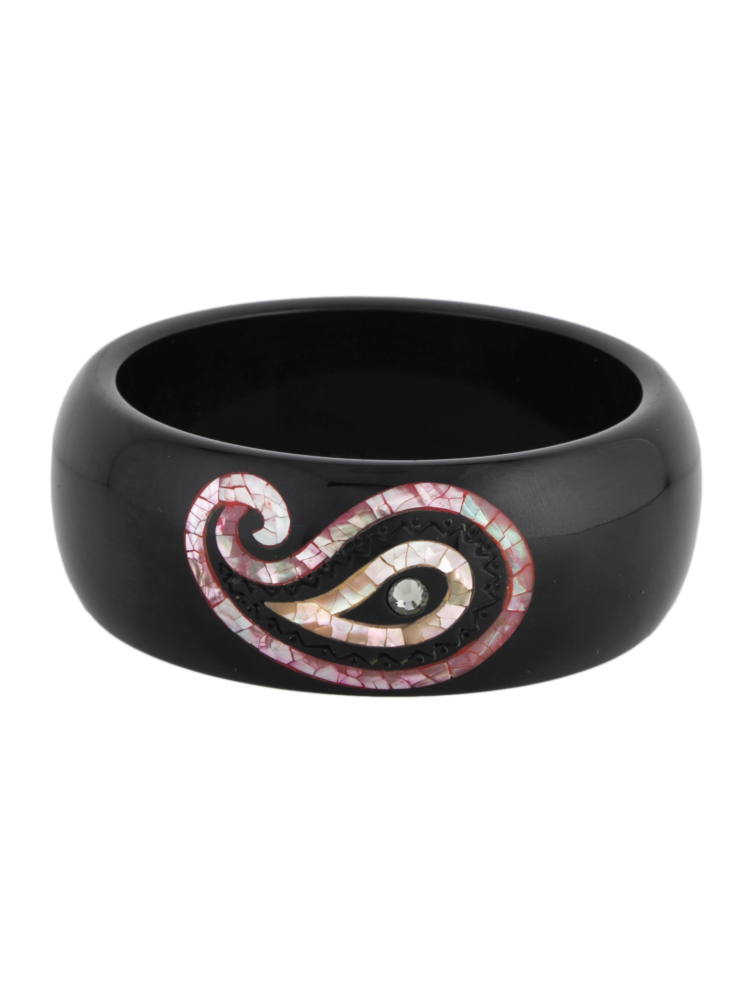 Tory Burch Crystal & Resin 'Manon' Bangle Bracelet Black, GoldTone