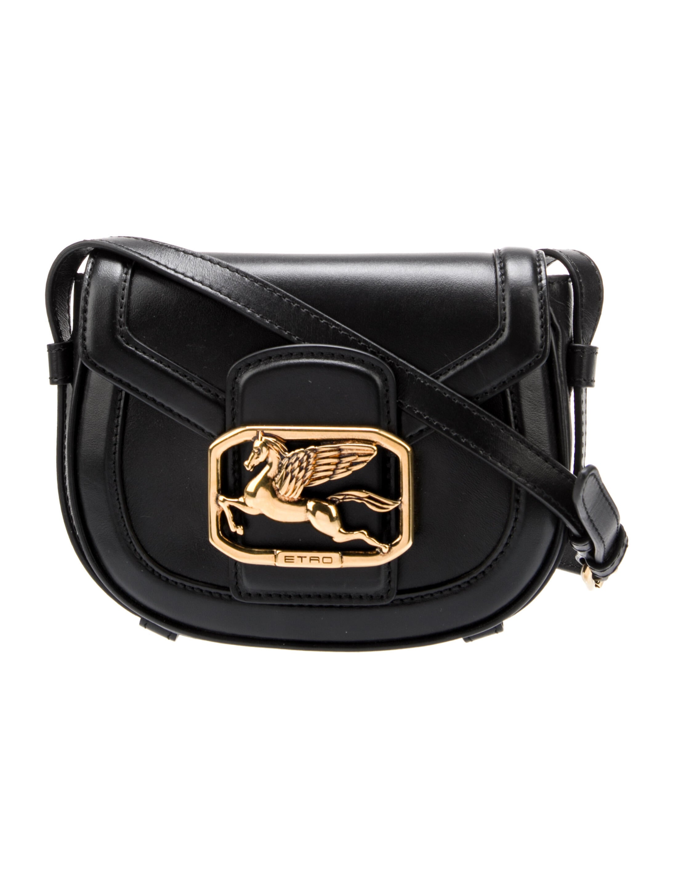 Etro Leather Pegaso Crossbody Bag Black Crossbody Bags, Handbags