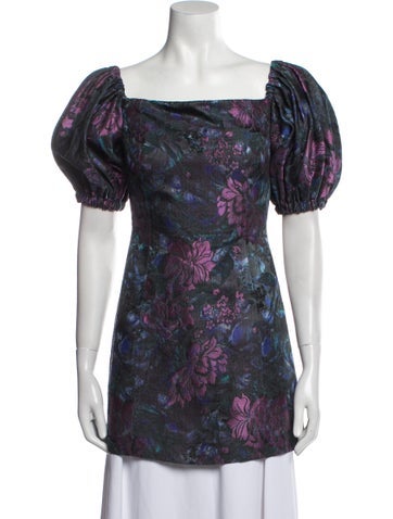 Etro Tops Floral Print Square Neckline Tunic Us4, It40 | S