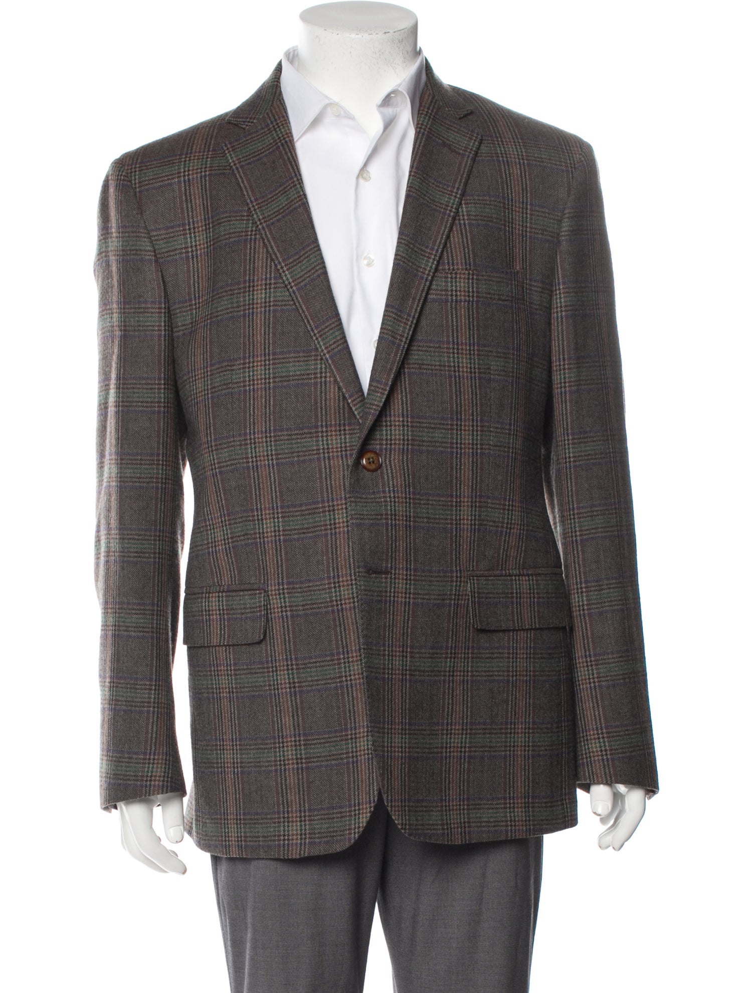 Etro Wool Plaid Print Suit