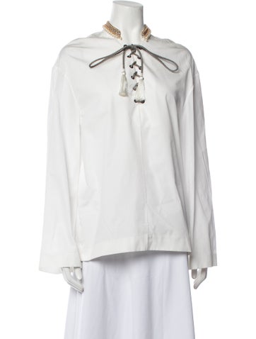 Etro Tops V-Neck Long Sleeve Blouse Us2, It38 | XS