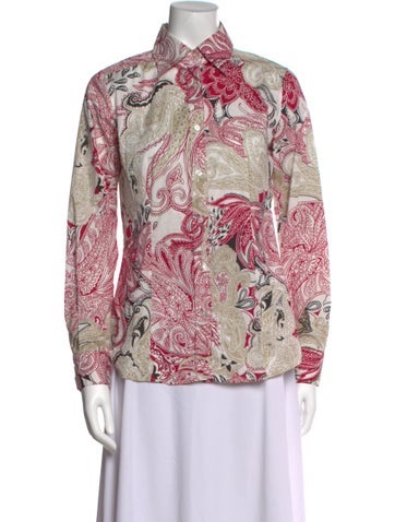 Etro Tops Paisley Print Long Sleeve Button-Up Top Us6, It42 | M