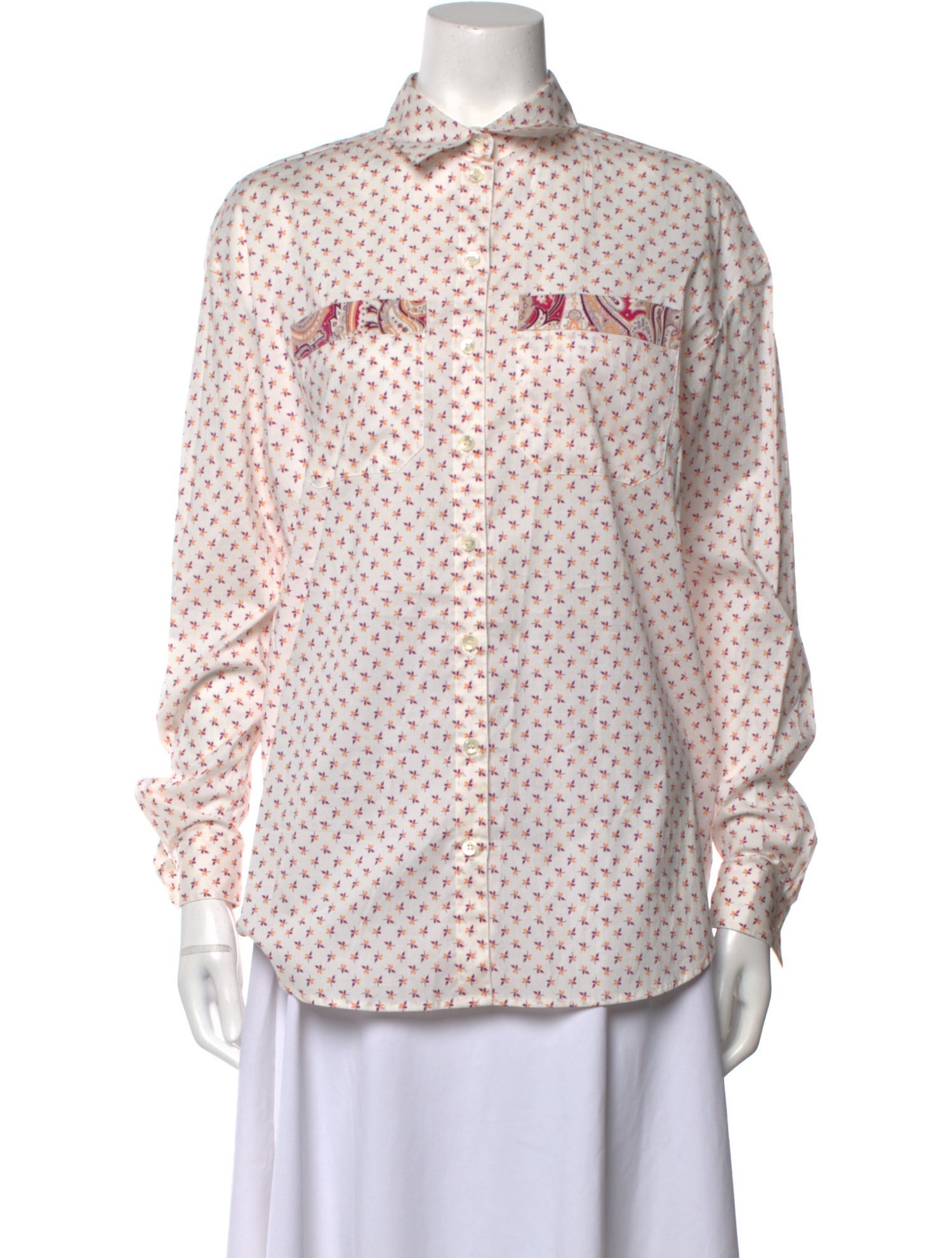 Etro Printed Long Sleeve Button-Up Top