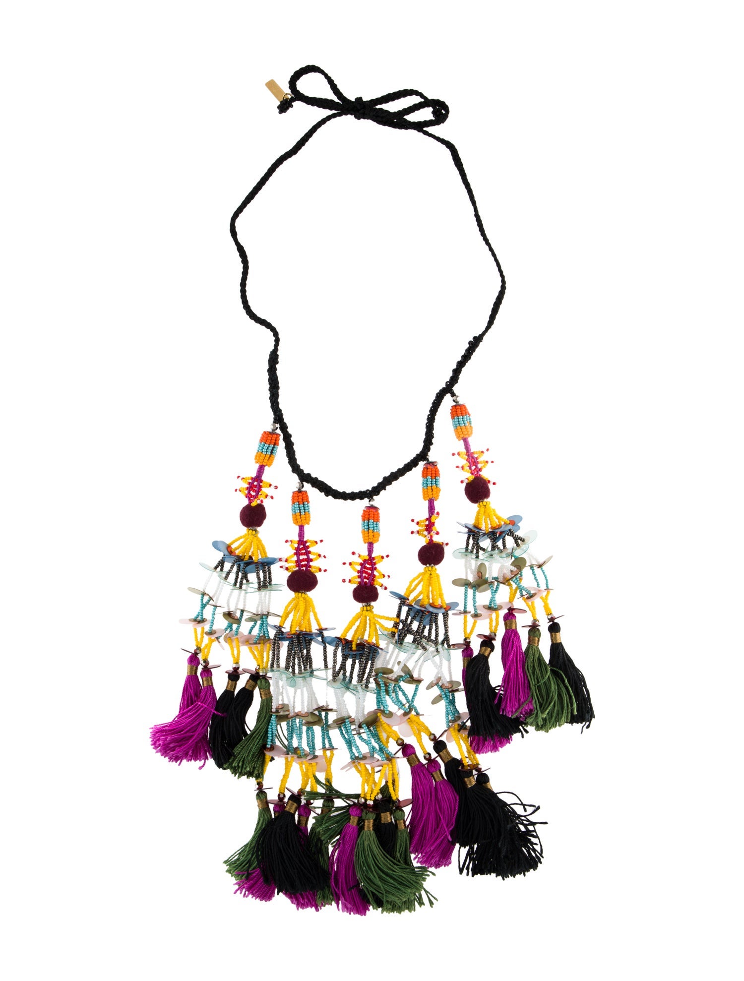 Etro Beaded Tassel Collar Necklace
