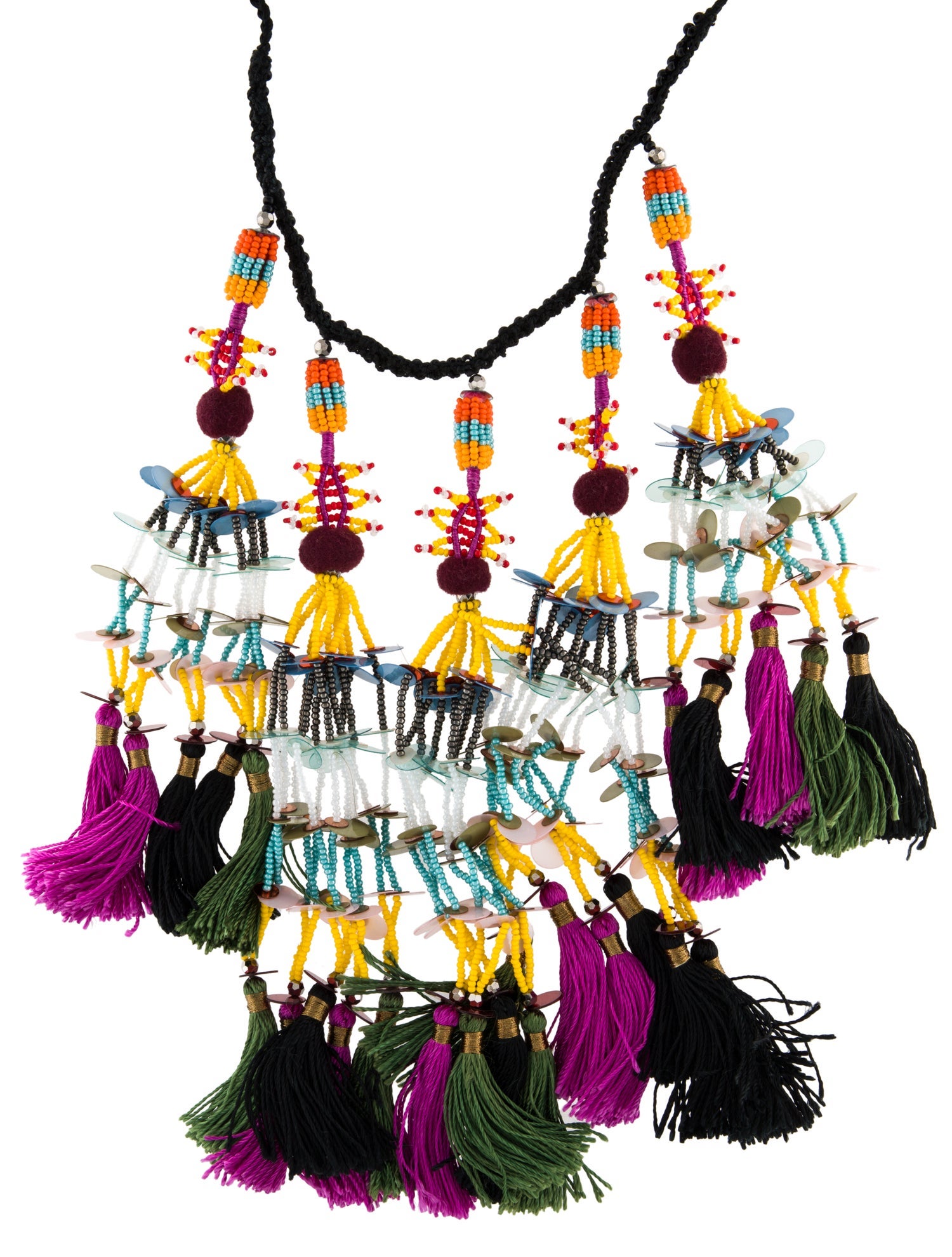 Etro Beaded Tassel Collar Necklace