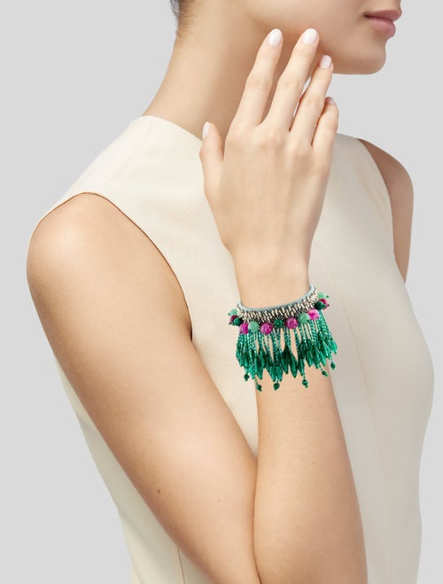 Etro Multi-Stone, Crystal & Fabric Bead Charm Bracelet