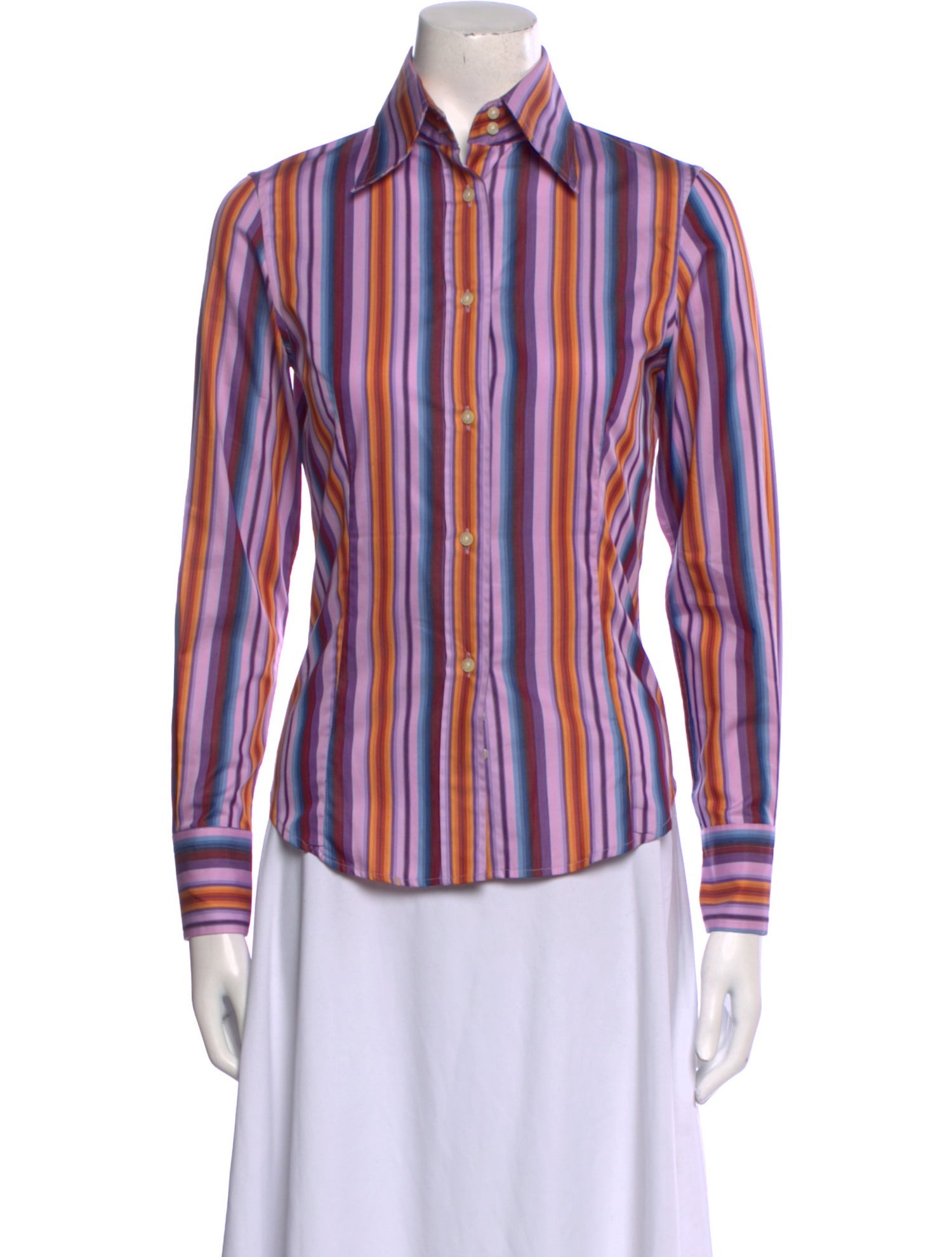 Etro Striped Long Sleeve Button-Up Top