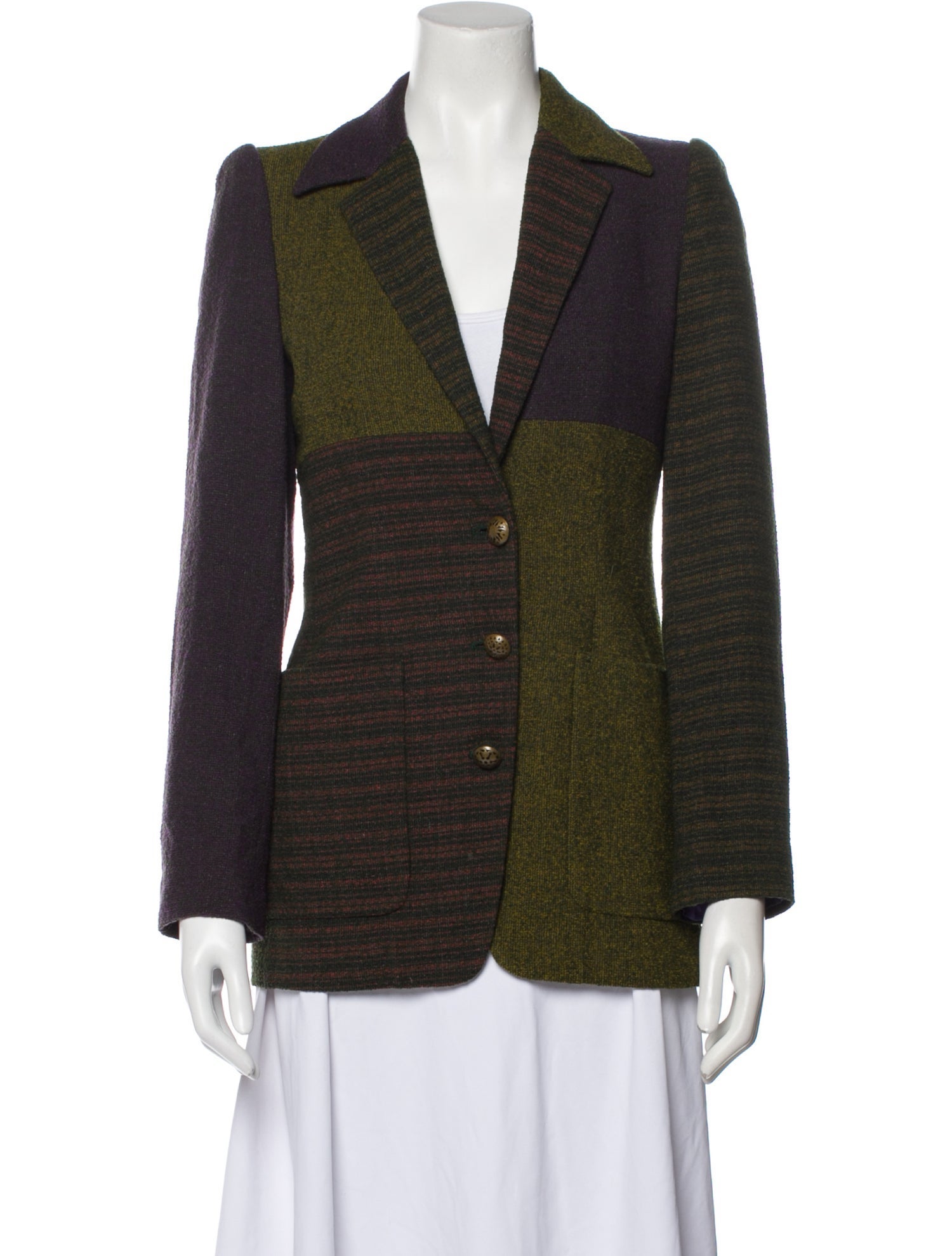Etro Wool Colorblock Pattern Blazer