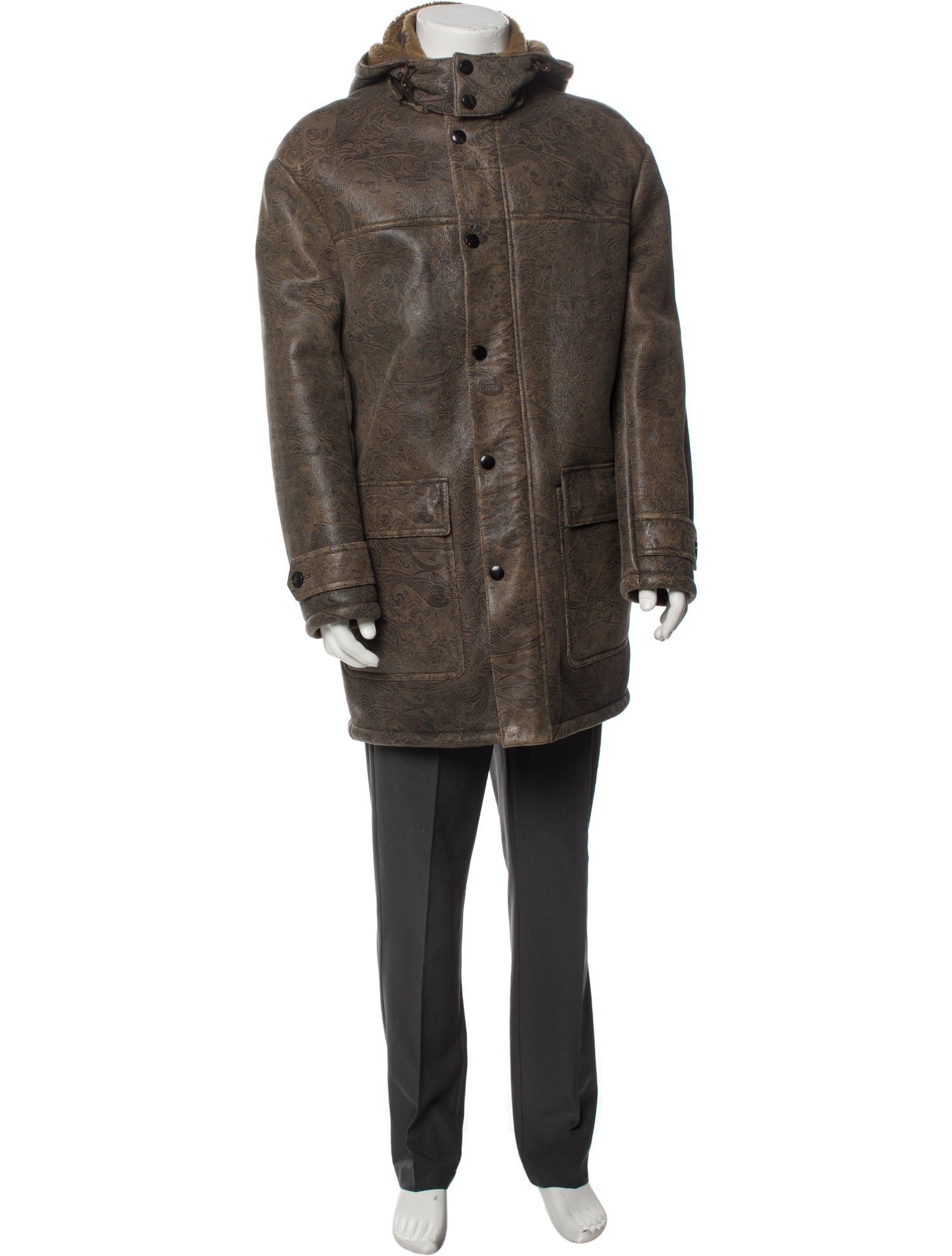 Etro Lamb Leather Paisley Print Parka