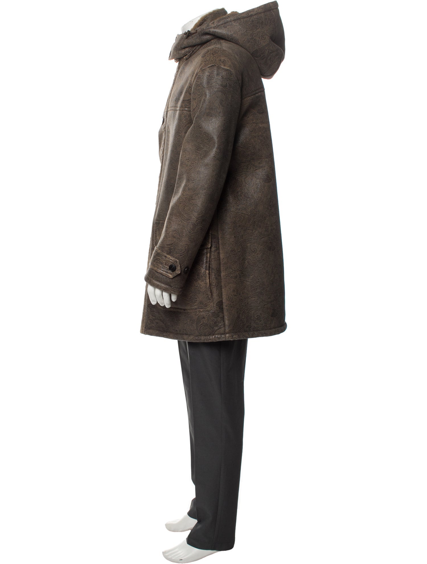 Etro Lamb Leather Paisley Print Parka