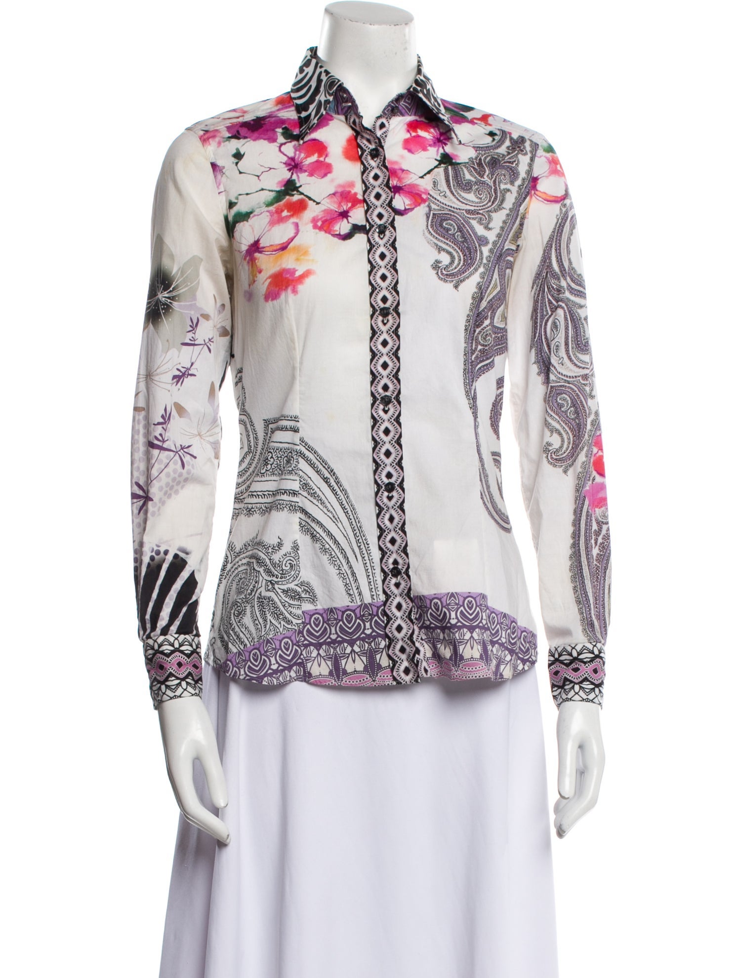 Etro Paisley Print Long Sleeve Button-Up Top