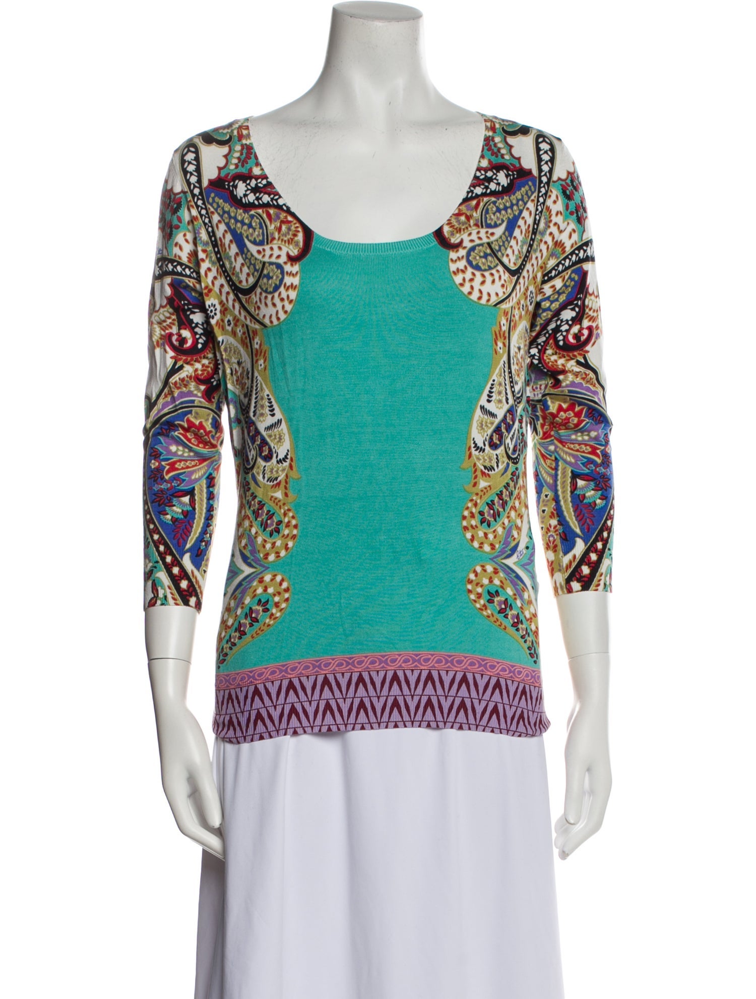 Etro Paisley Print Scoop Neck Blouse