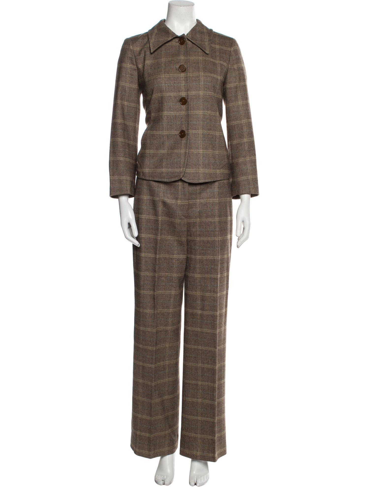 Etro Wool Plaid Print Pantsuit