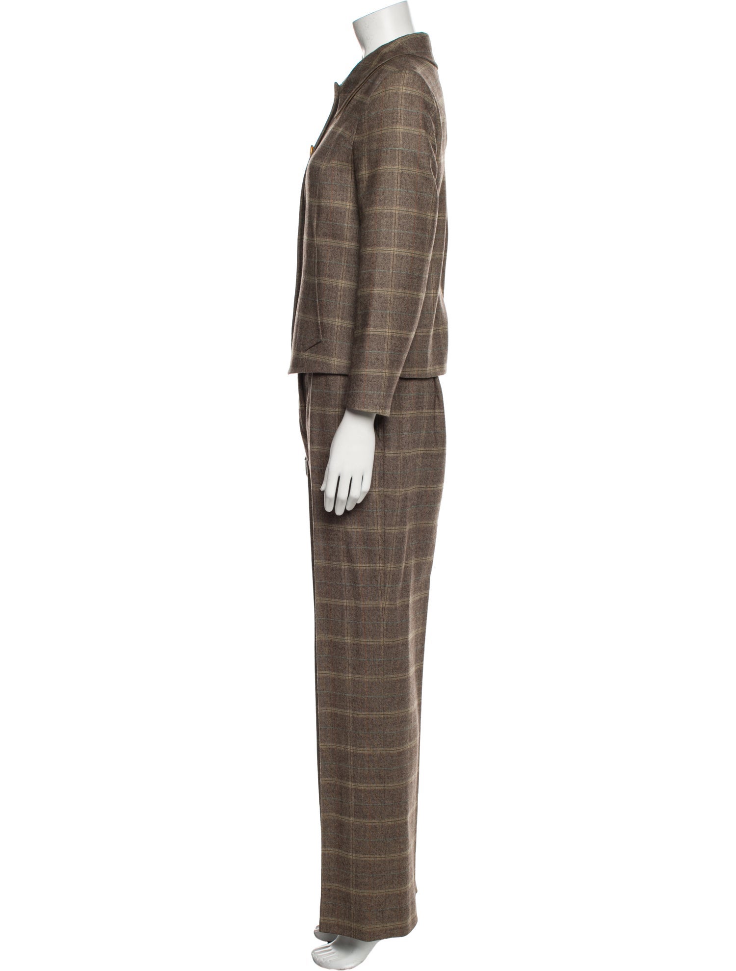 Etro Wool Plaid Print Pantsuit