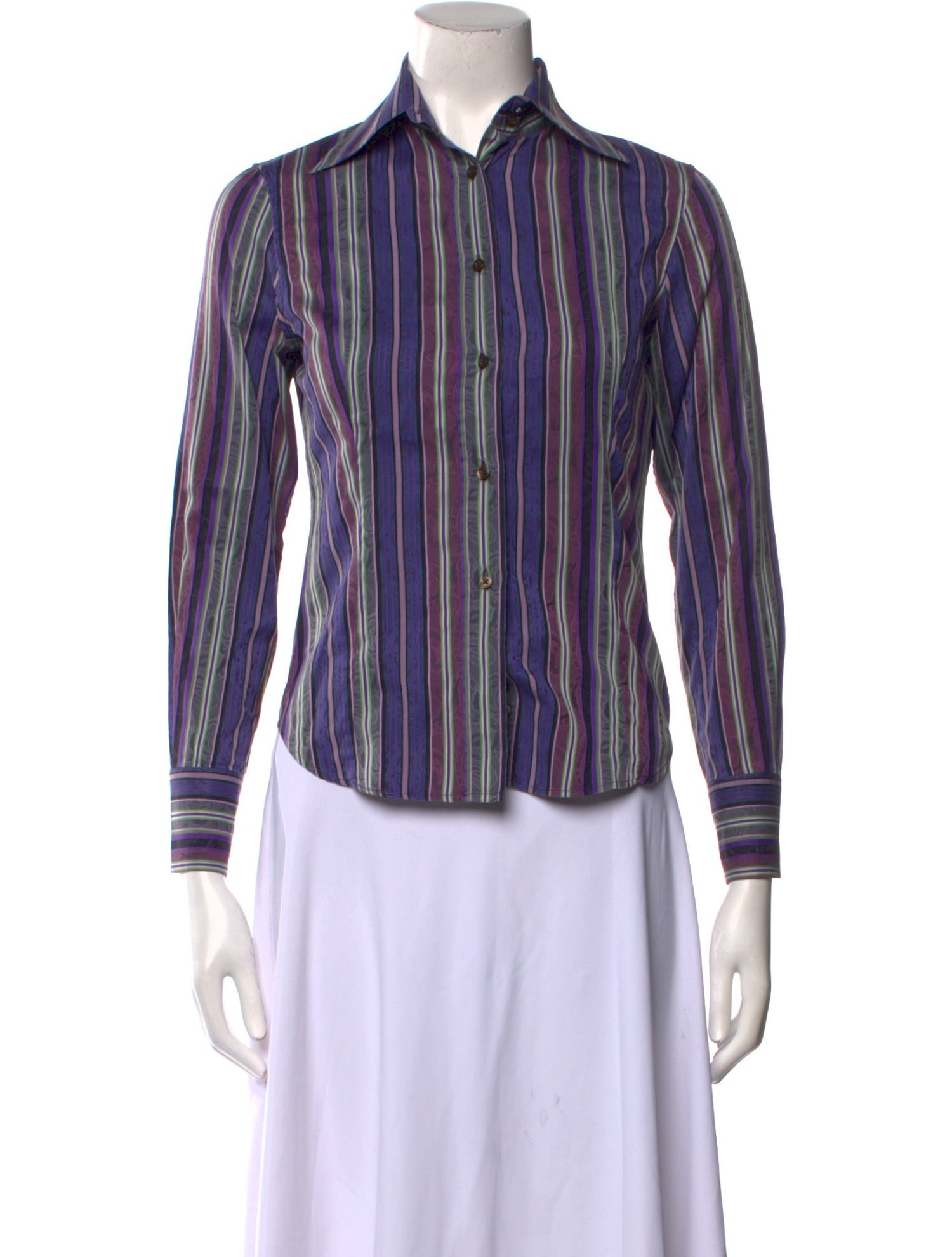 Etro Striped Long Sleeve Button-Up Top
