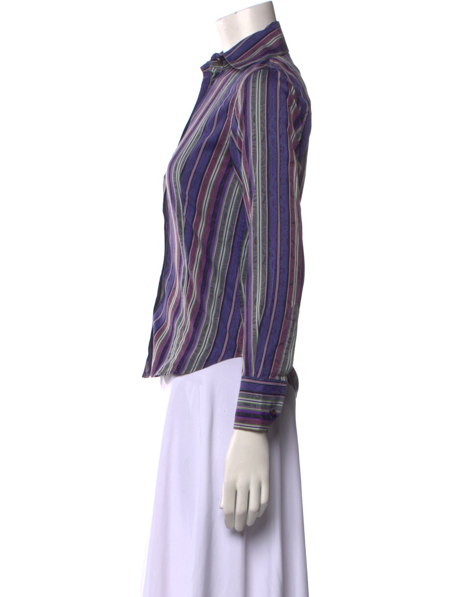 Etro Striped Long Sleeve Button-Up Top