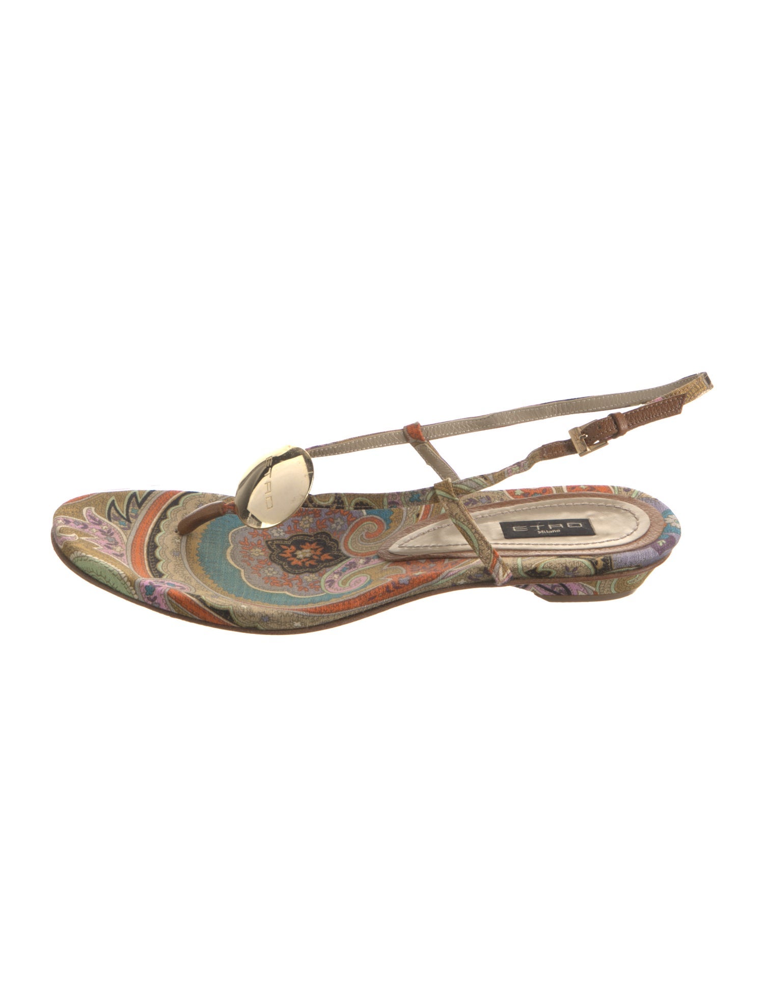 Etro Printed T-Strap Sandals