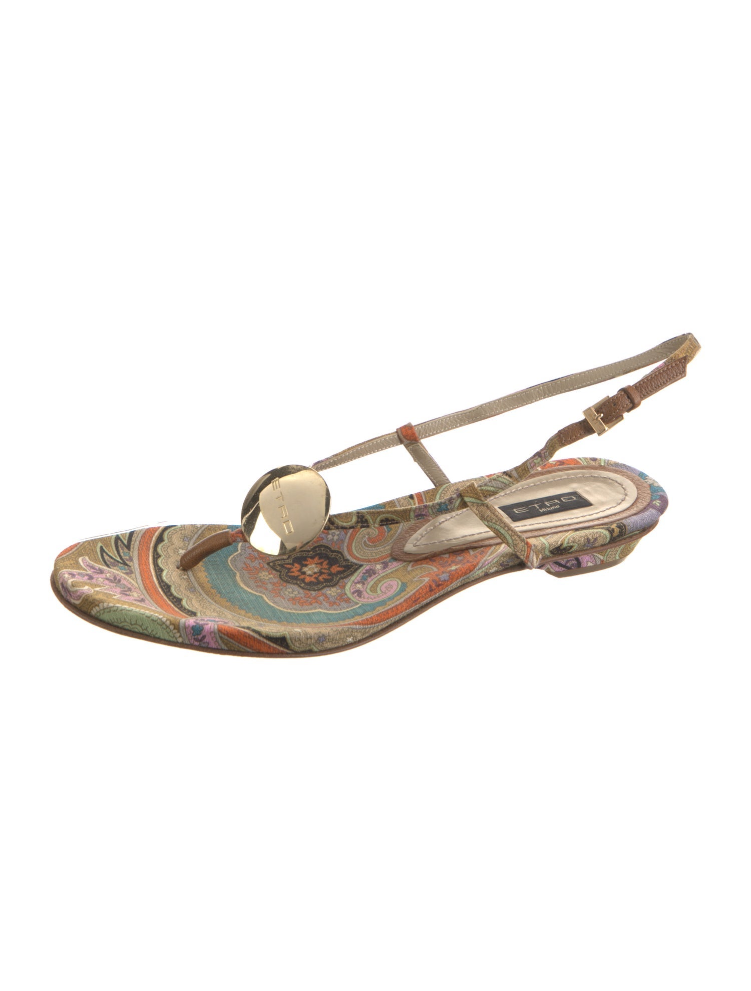 Etro Printed T-Strap Sandals