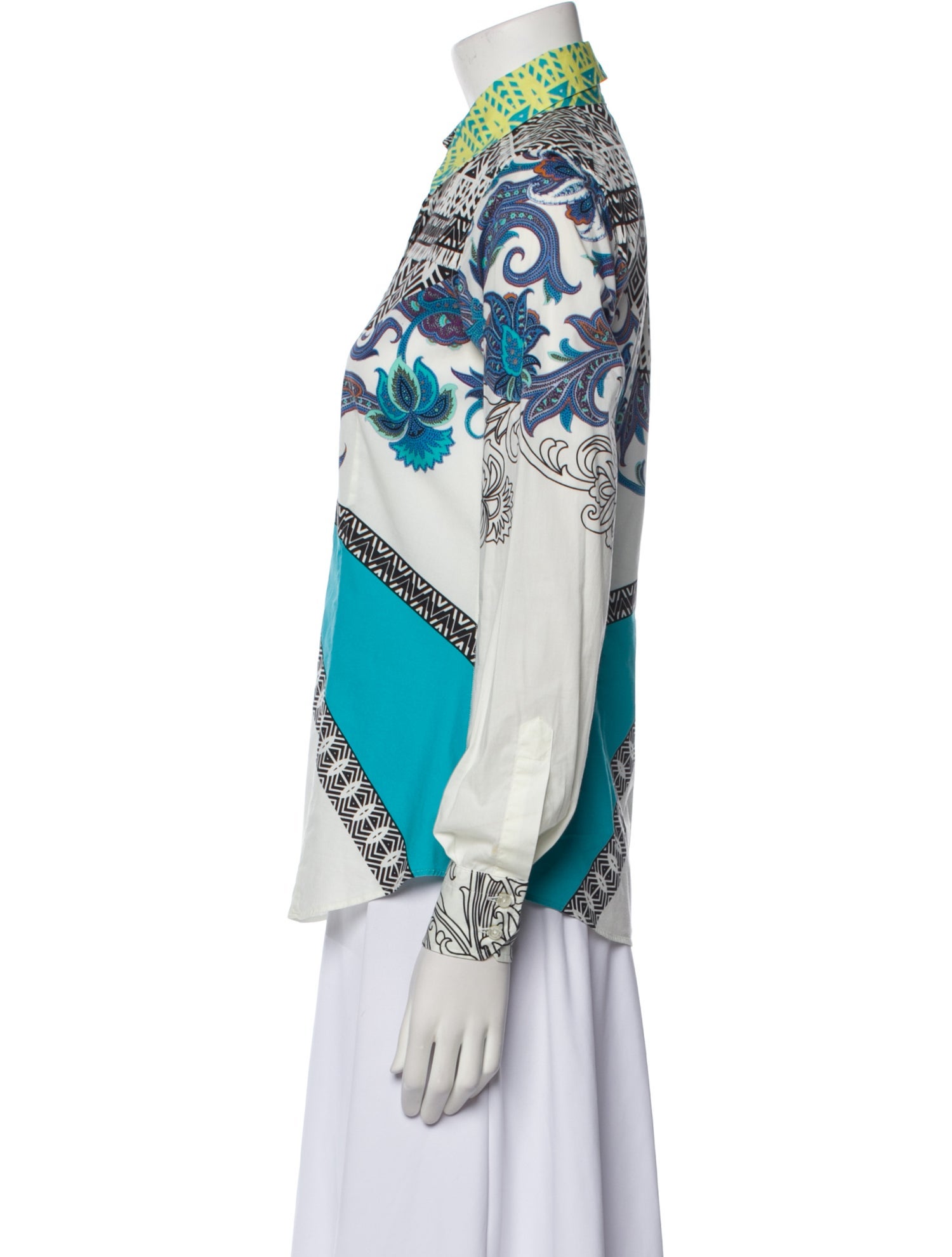 Etro Printed Long Sleeve Button-Up Top