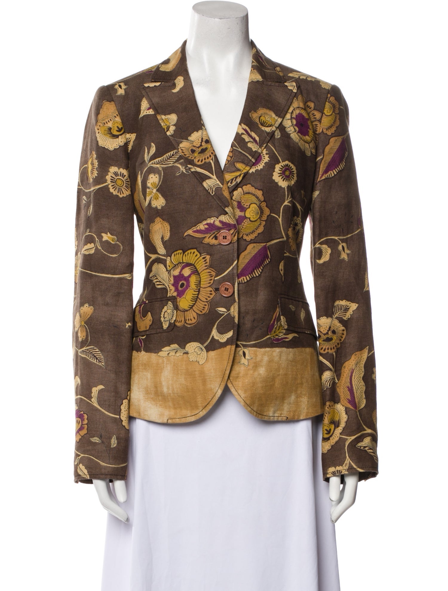 Etro Linen Floral Print Blazer