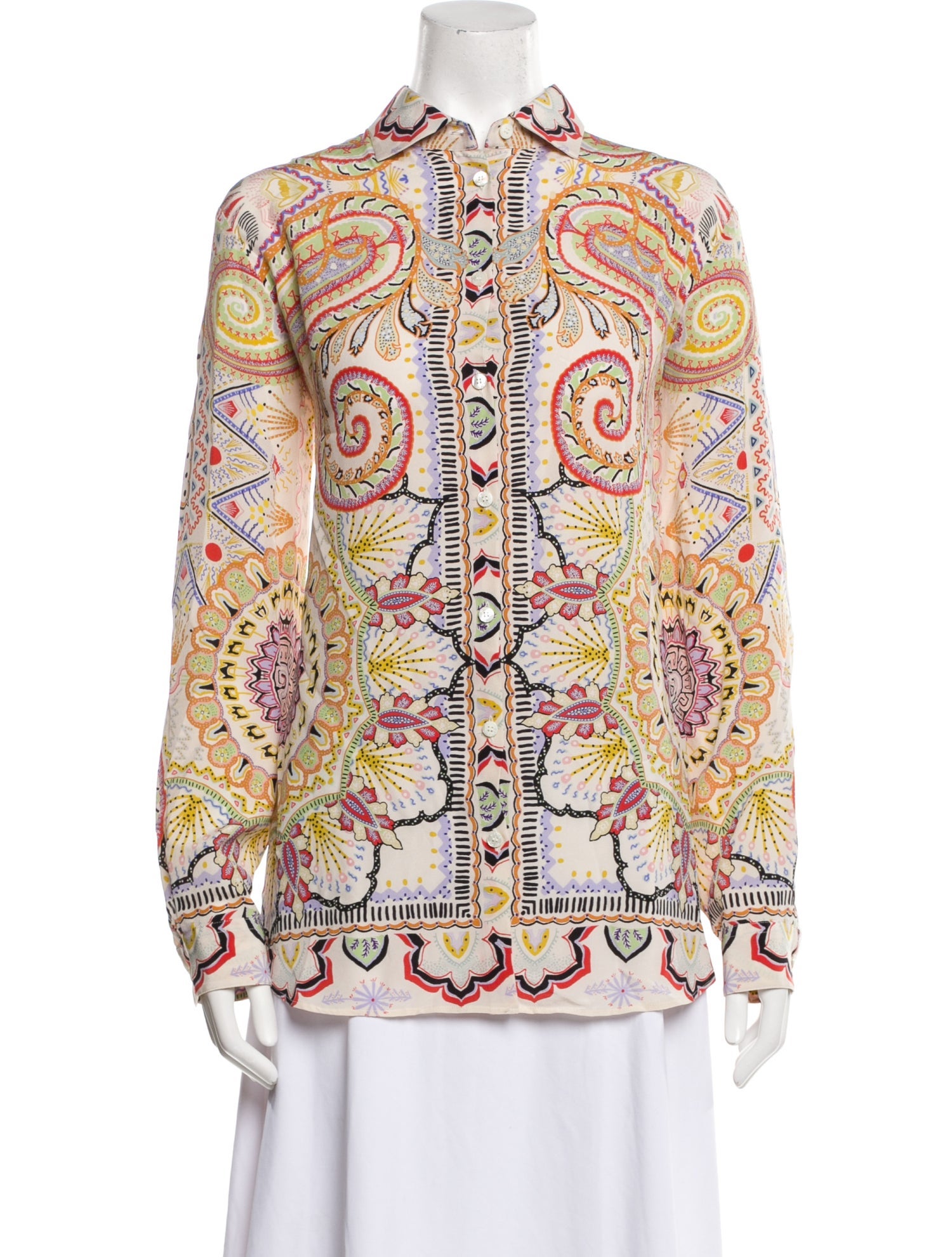 Etro Silk Printed Button-Up Top