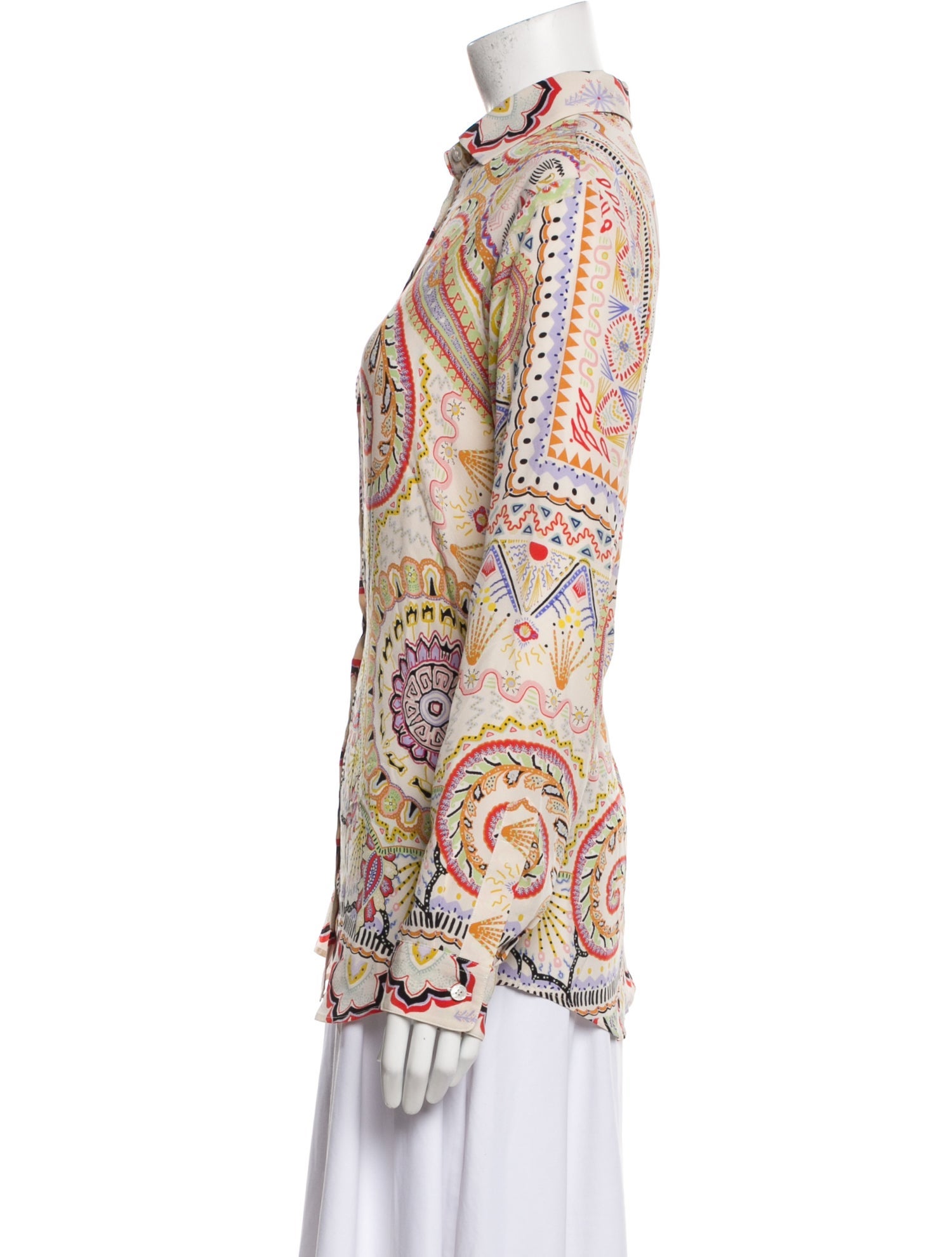 Etro Silk Printed Button-Up Top