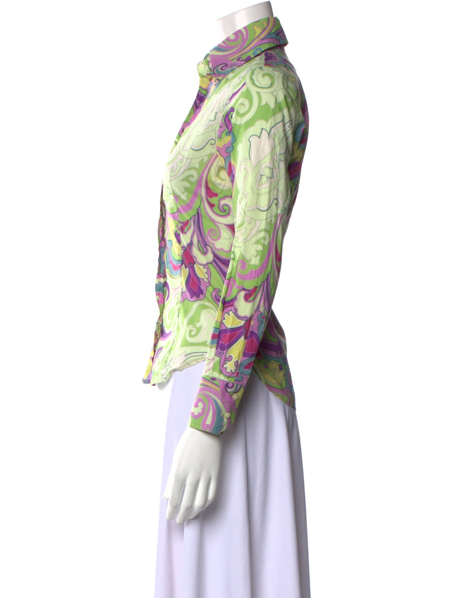 Etro Printed Long Sleeve Button-Up Top