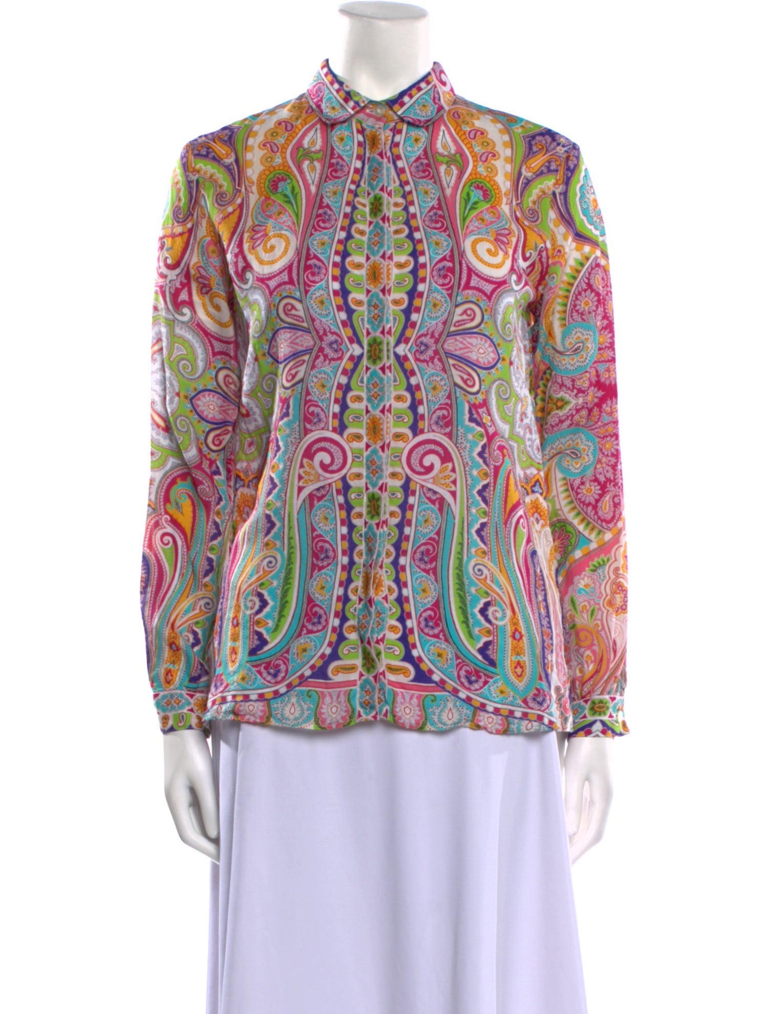Etro Paisley Print Mock Neck Blouse