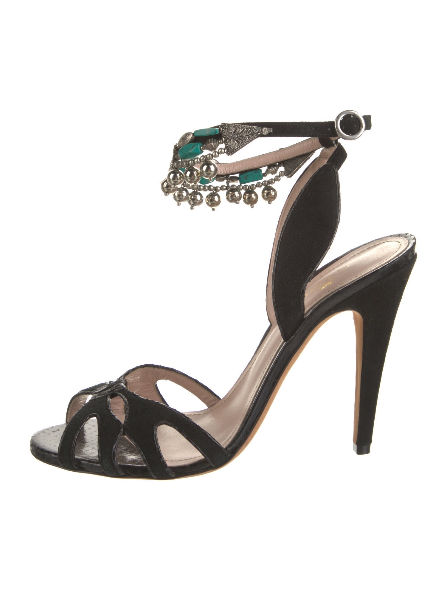 Etro Suede Beaded Accents Sandals