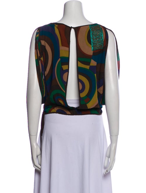Etro Printed Bateau Neckline Crop Top