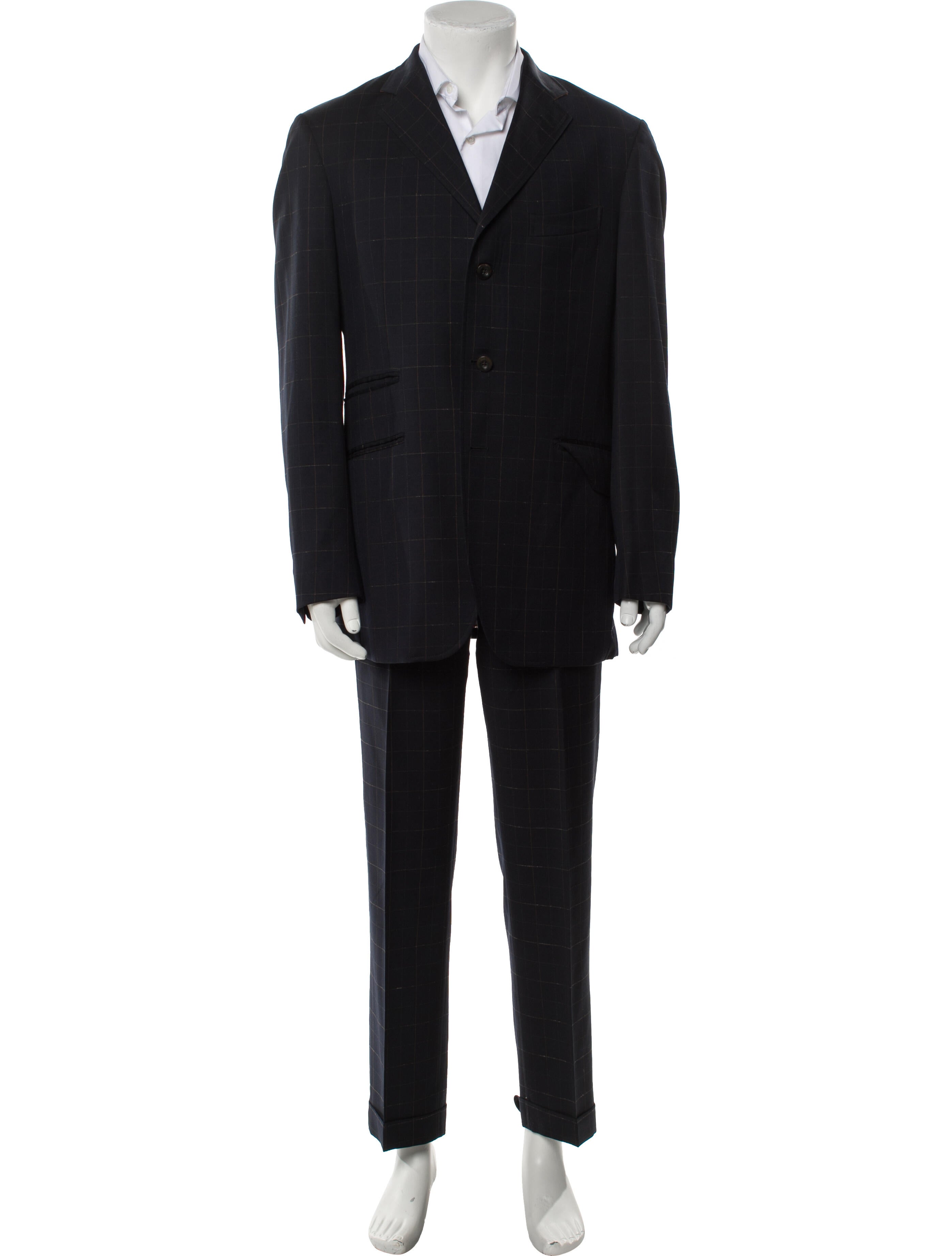 Etro Wool Plaid Print Two-Piece Suit