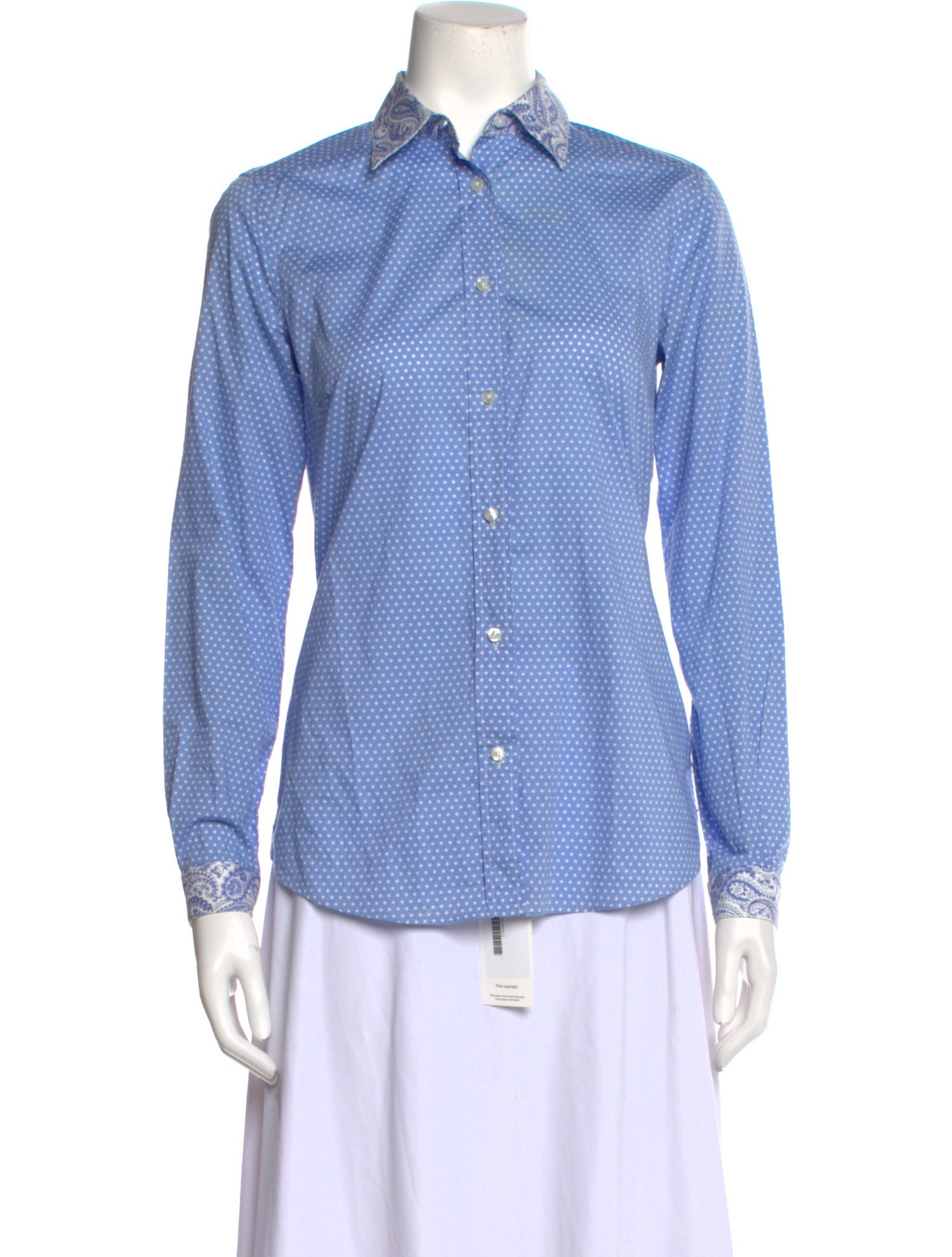 Etro Polka Dot Print Long Sleeve Button-Up Top