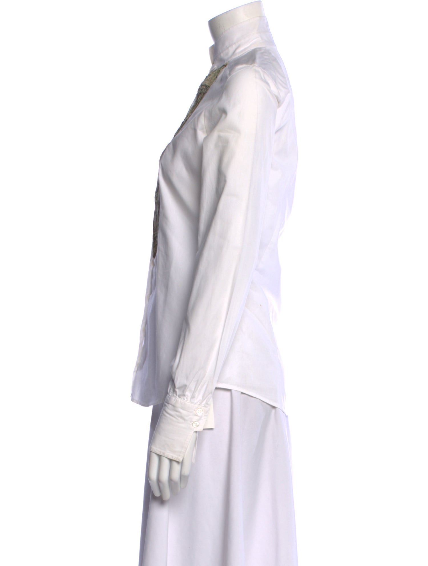 Etro Mock Neck Long Sleeve Button-Up Top