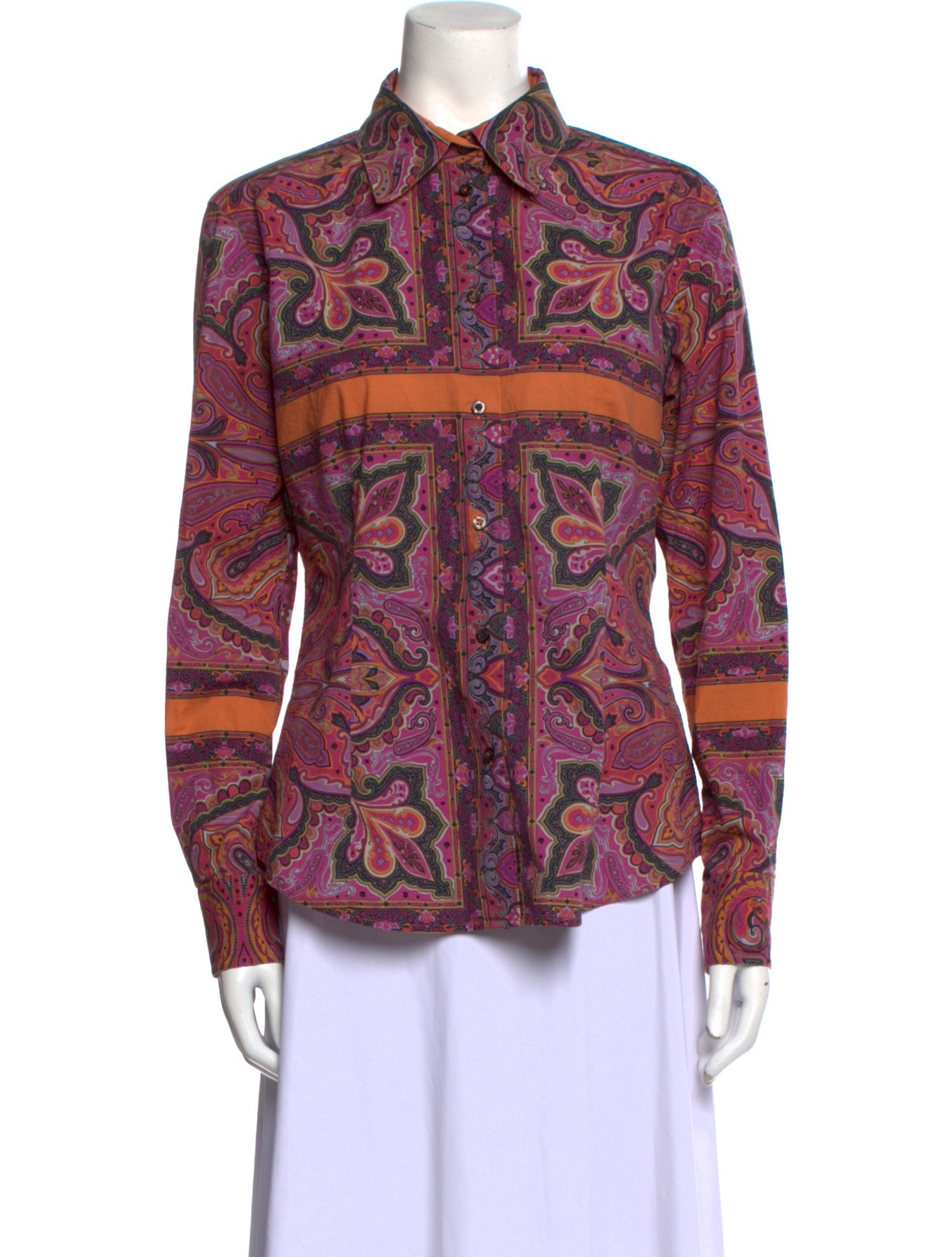 Etro Purple & Black Paisley Panel Print Wool Top XS