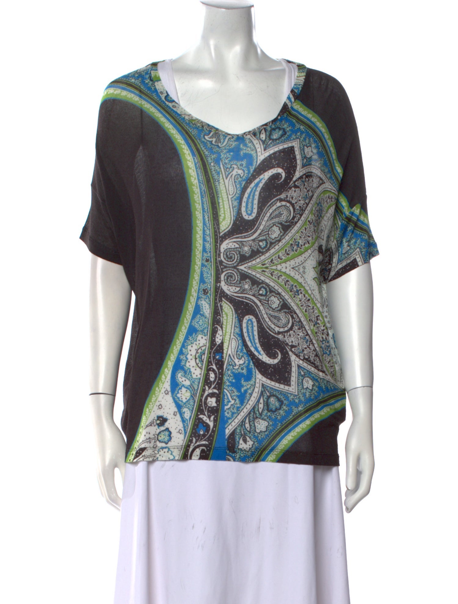 Etro Paisley Print Scoop Neck T-Shirt
