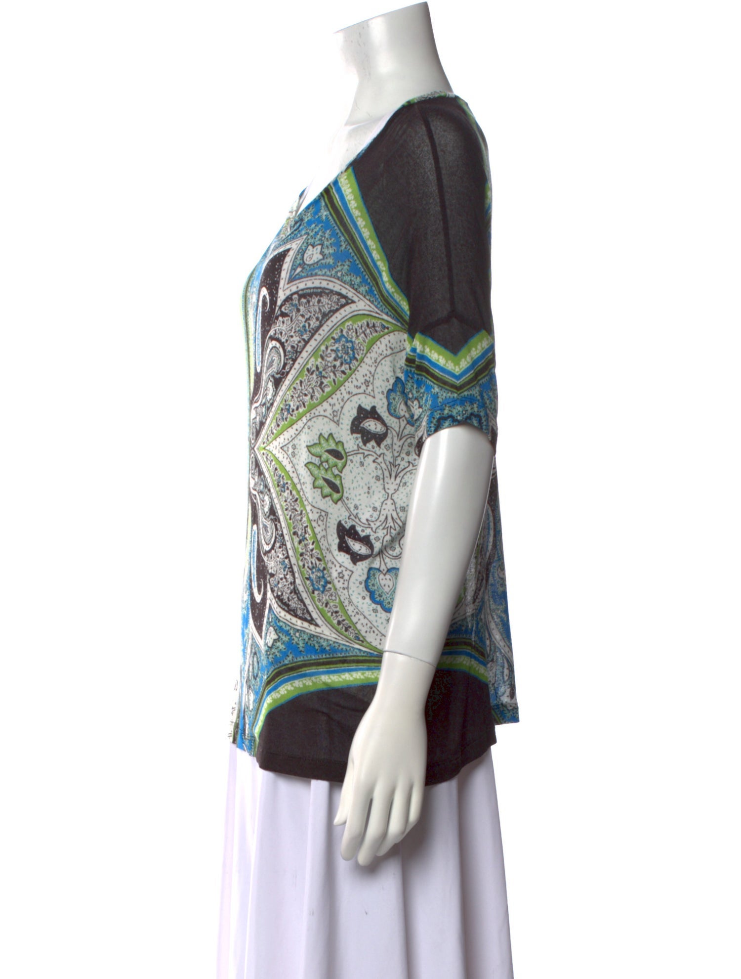 Etro Paisley Print Scoop Neck T-Shirt